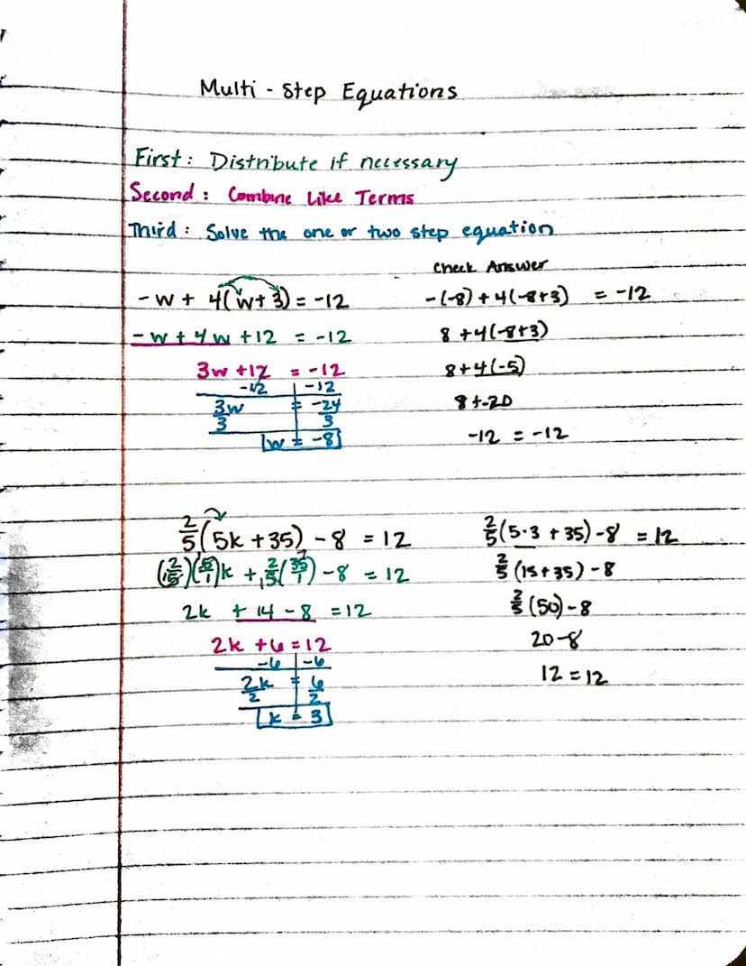 
<h2 id="twostepequations">Two-Step Equations</h2>
<p>Equations act like a balance where both sides are equal. To solve for x, the order of 