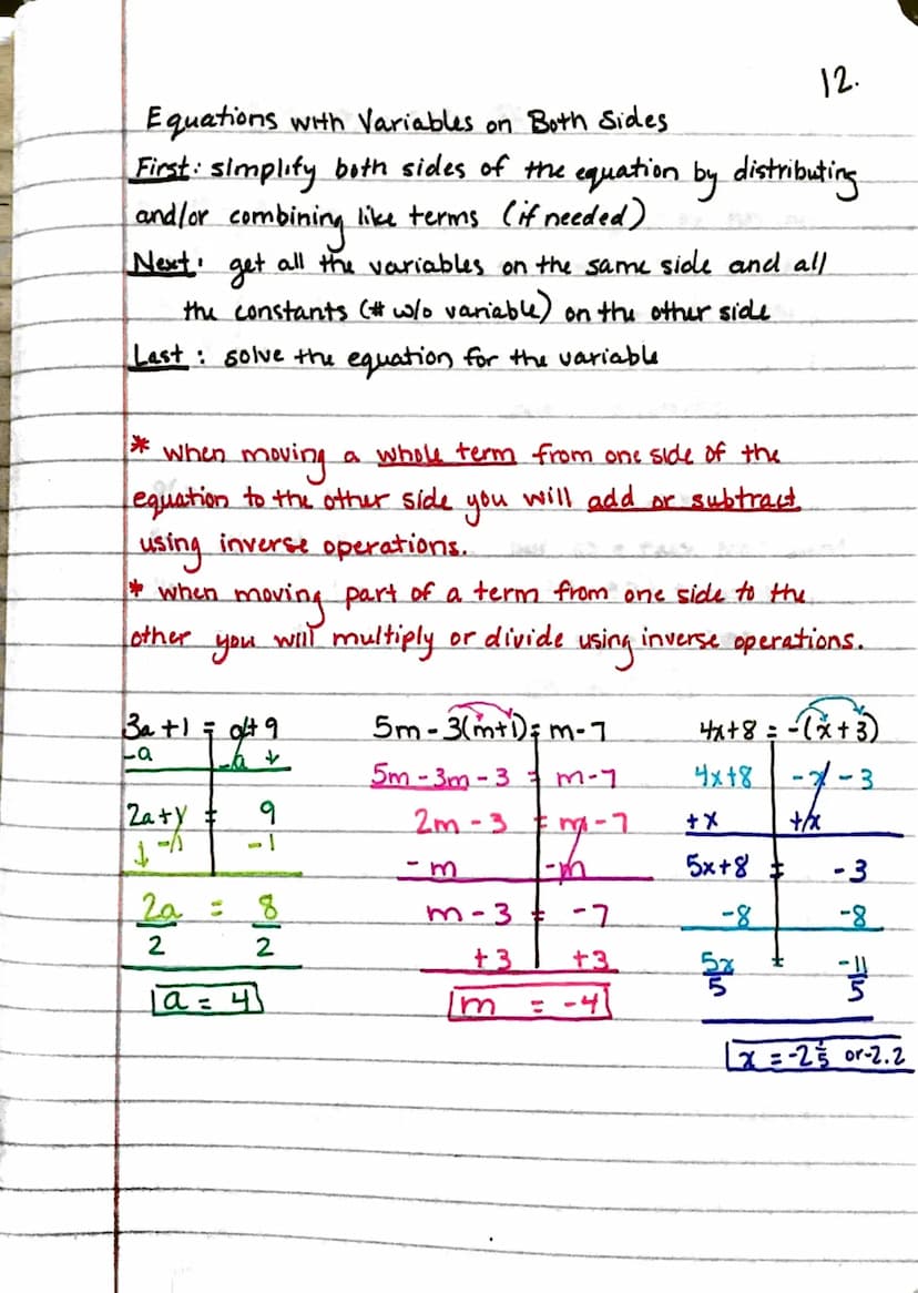 
<h2 id="twostepequations">Two-Step Equations</h2>
<p>Equations act like a balance where both sides are equal. To solve for x, the order of 