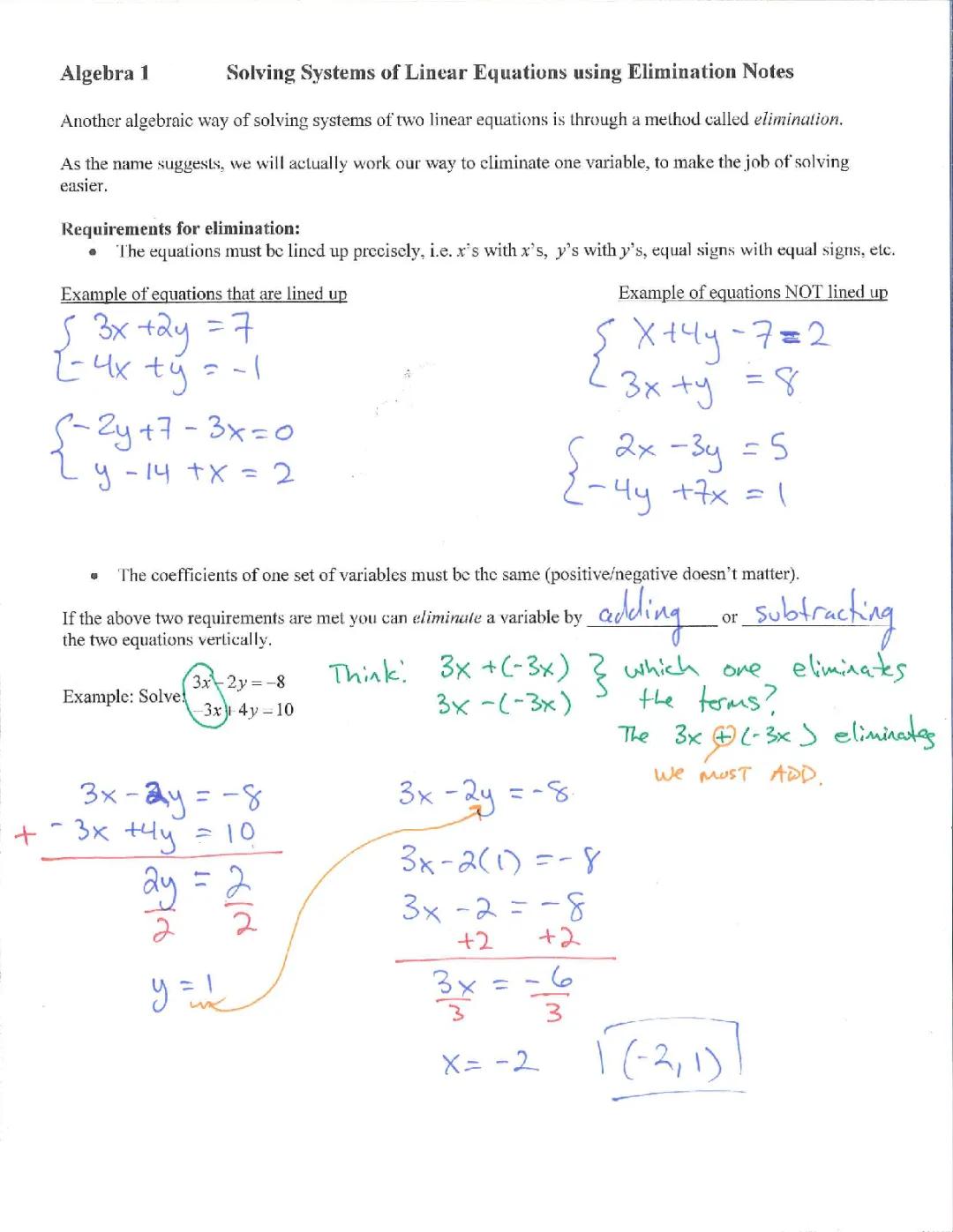 Fun with Elimination Method: Worksheets & Examples for Solving Equations