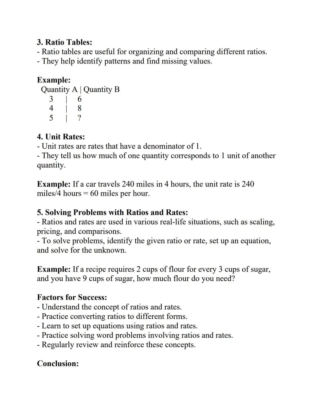 Title: Study Notes on Ratios and Rates (Grade 6)
Introduction:
Ratios and rates are important mathematical concepts that help us
compare qua