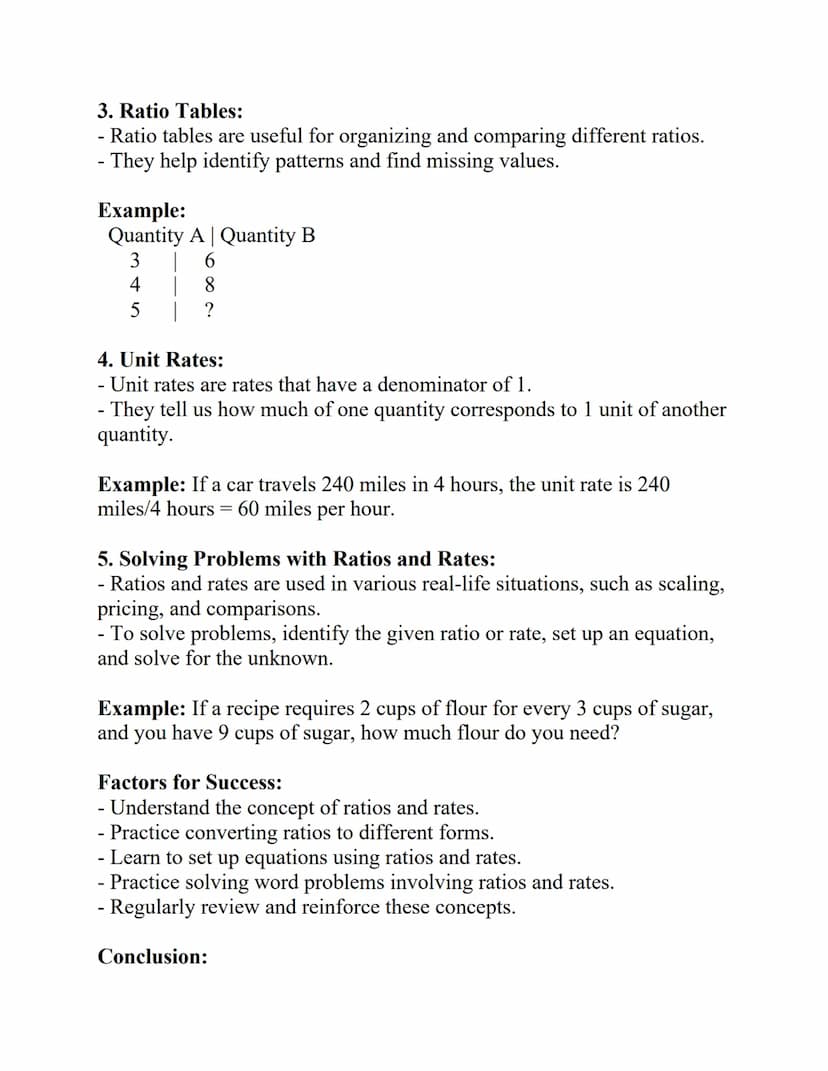 Title: Study Notes on Ratios and Rates (Grade 6)
Introduction:
Ratios and rates are important mathematical concepts that help us
compare qua