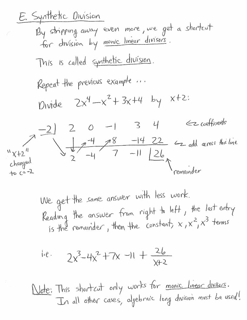 3.3B Synthetic Division
A. Linear Polynomials
A linear polynomial is a polynomial of the form axtb, ato
are linear polynomials.
Thus 3x-1, 2
