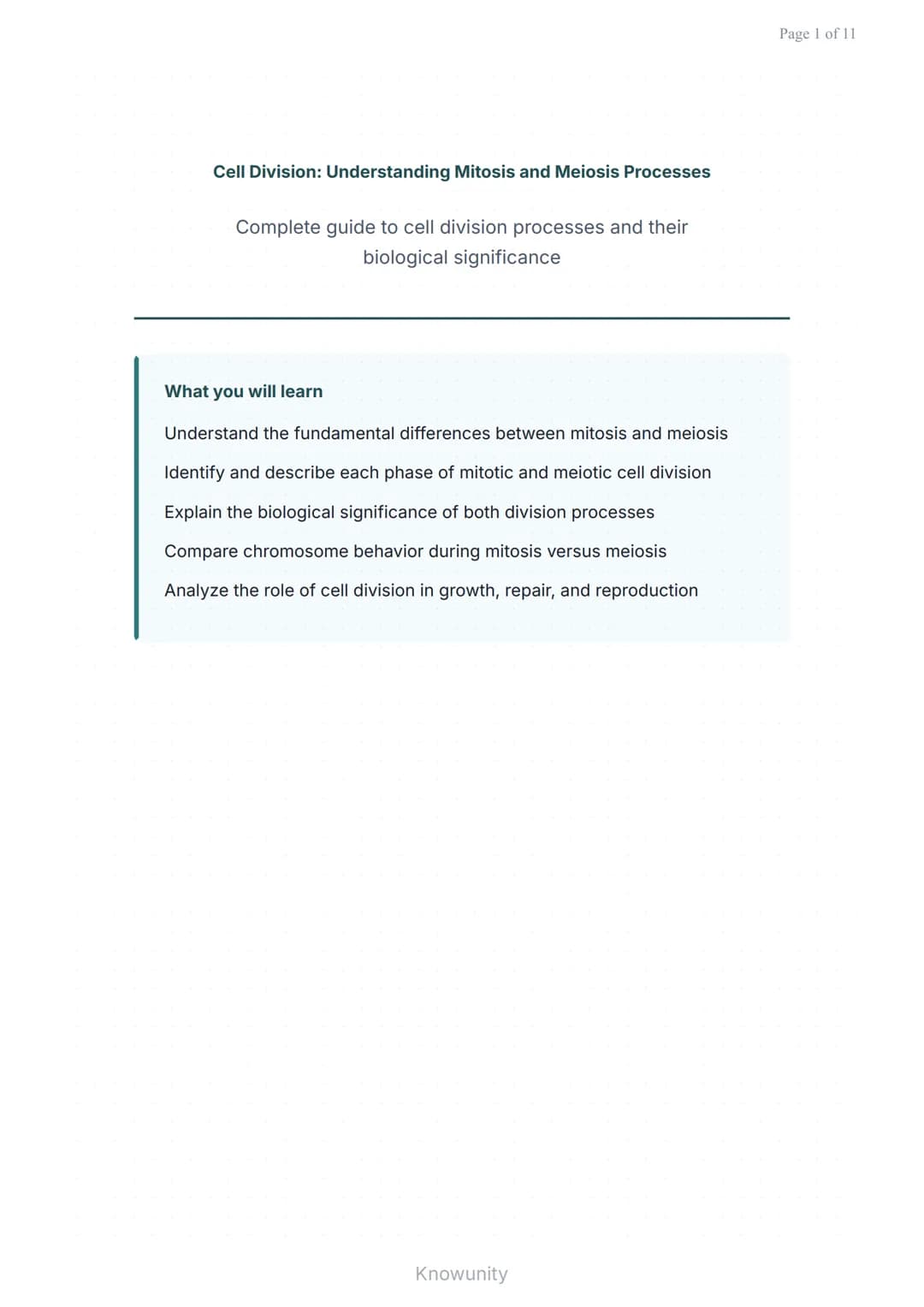 Cell Division: Understanding Mitosis and Meiosis Processes
Complete guide to cell division processes and their
biological significance
What 