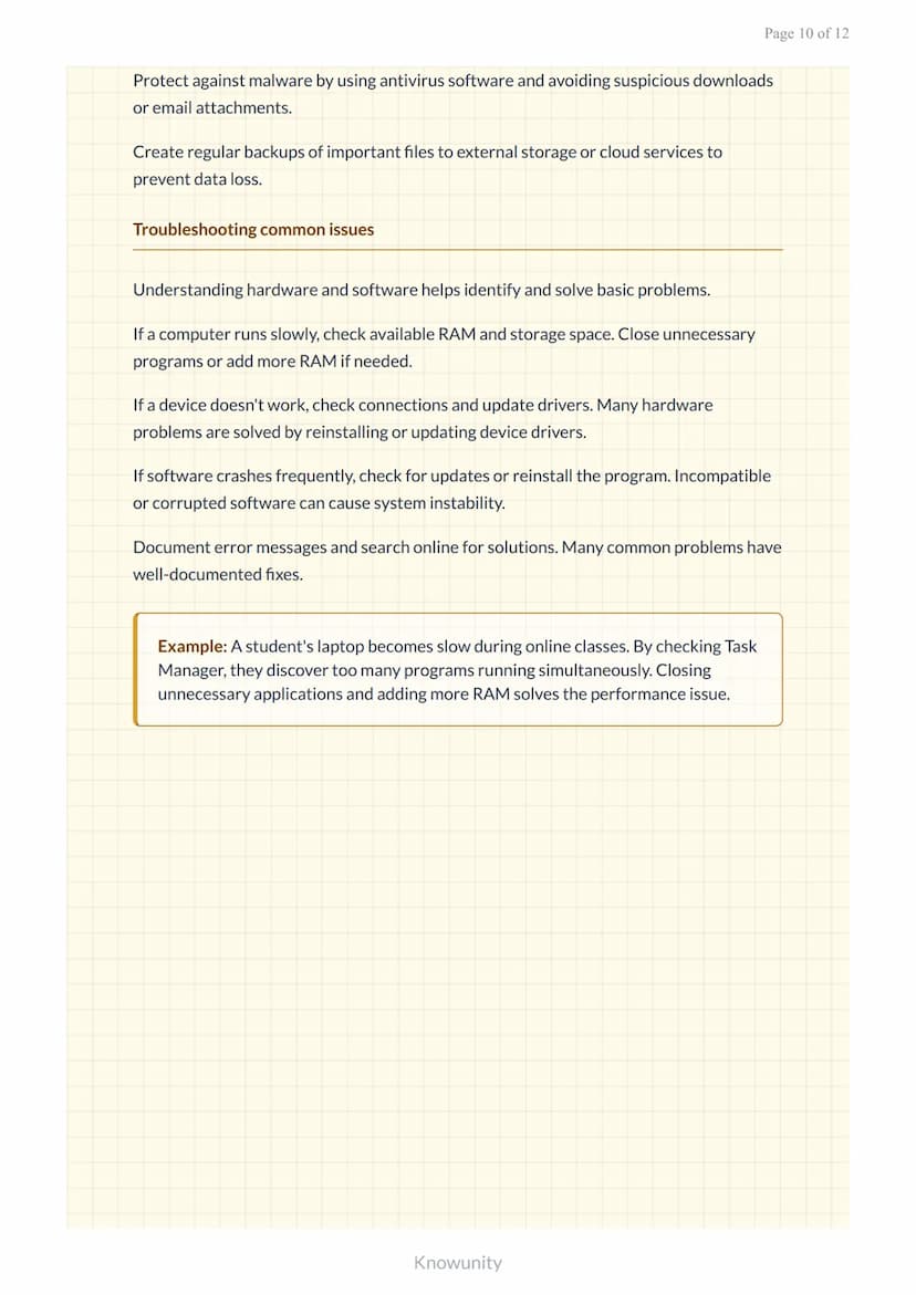 Computer hardware and software fundamentals for digital literacy
Essential computer components and software concepts for ICT
literacy
What y