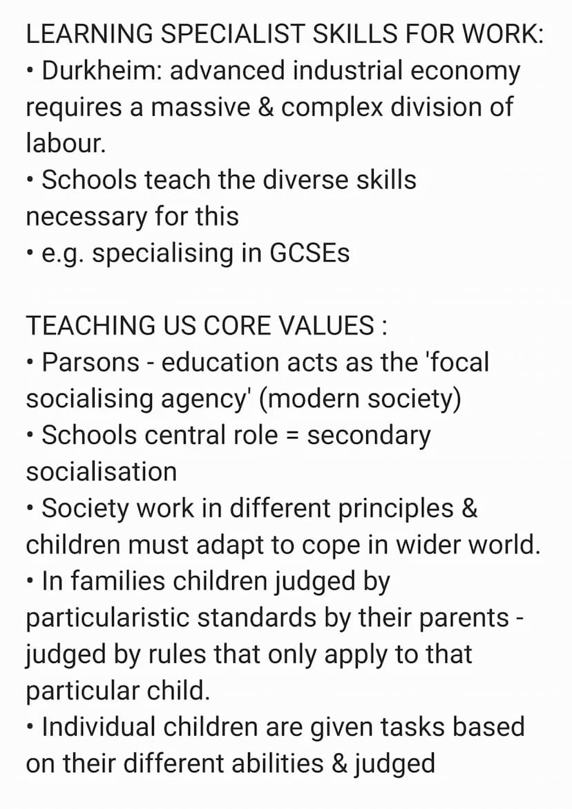 FUNCTIONALIST PERSPECTIVE ON
EDUCATION:
4 POSITIVE FUNCTIONS:
1) Creating social solidarity
2) Teaching skills necessary for work
3) Teachin