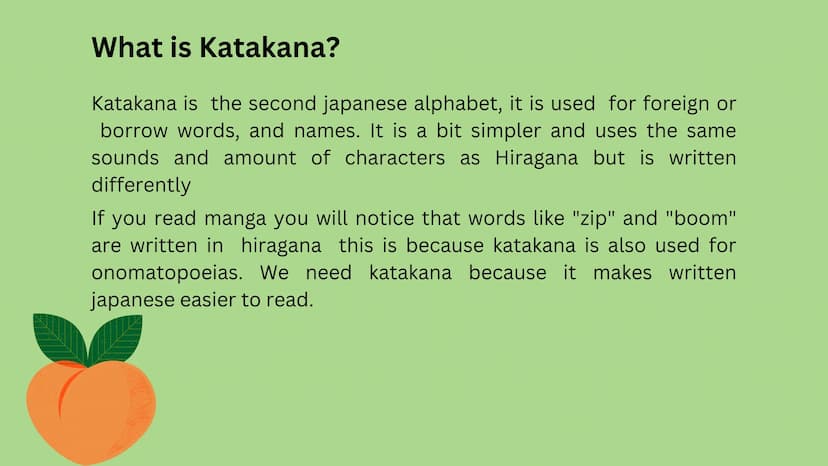 
<h2 id="introduction">Introduction</h2>
<p>Katakana is the second alphabet in the Japanese language, used for foreign borrow words and name