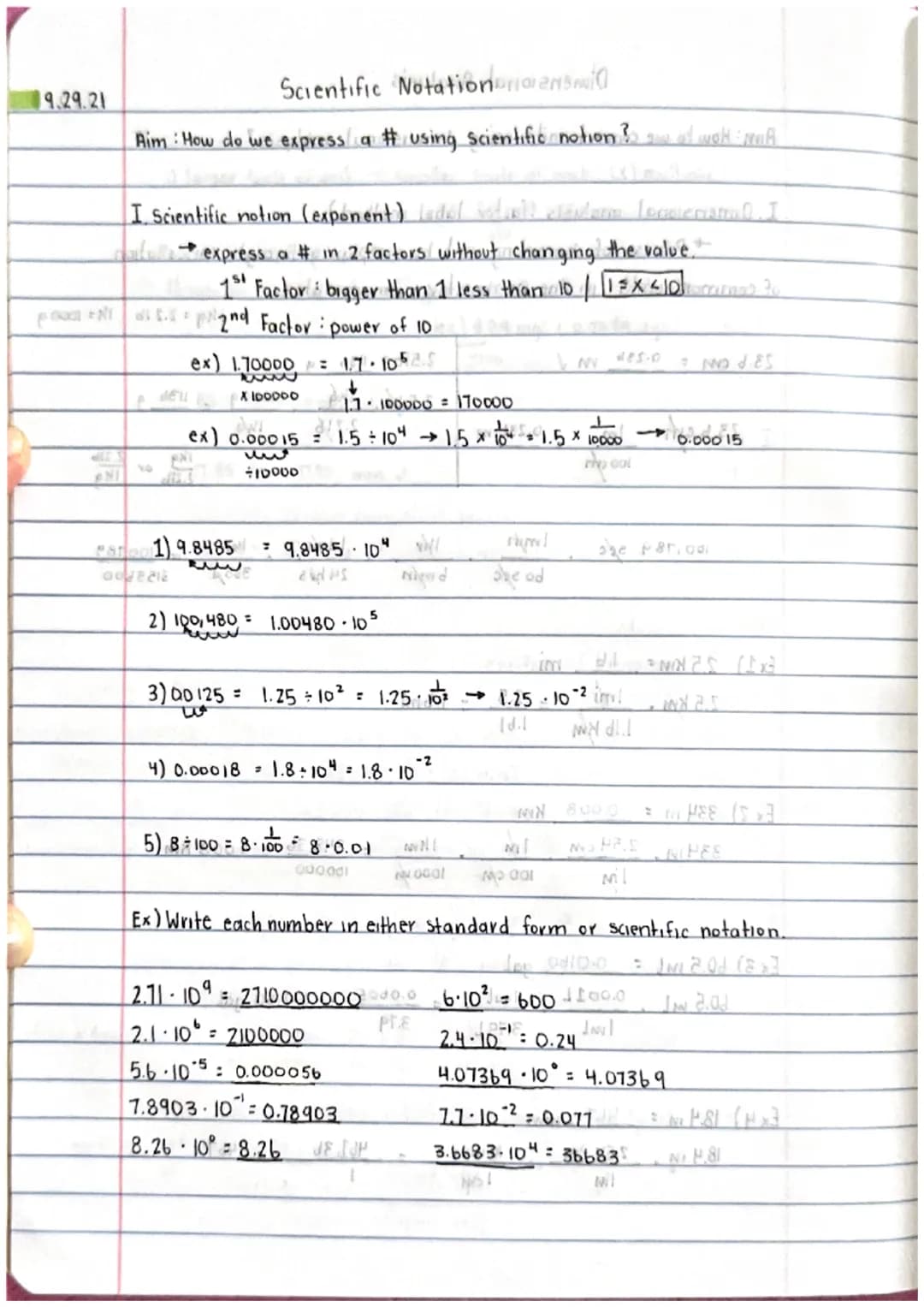 <h2 id="scientificnotation">Scientific Notation</h2>
<p><strong>Aim:</strong> How do we express a number using scientific notation?</p>
<p>S