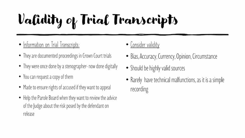 Criminology
Unit 3 ac 3.1 - 'Examine information for Validity Validity of Evidence
Physical
valid if collected, transferred,
stored and anal