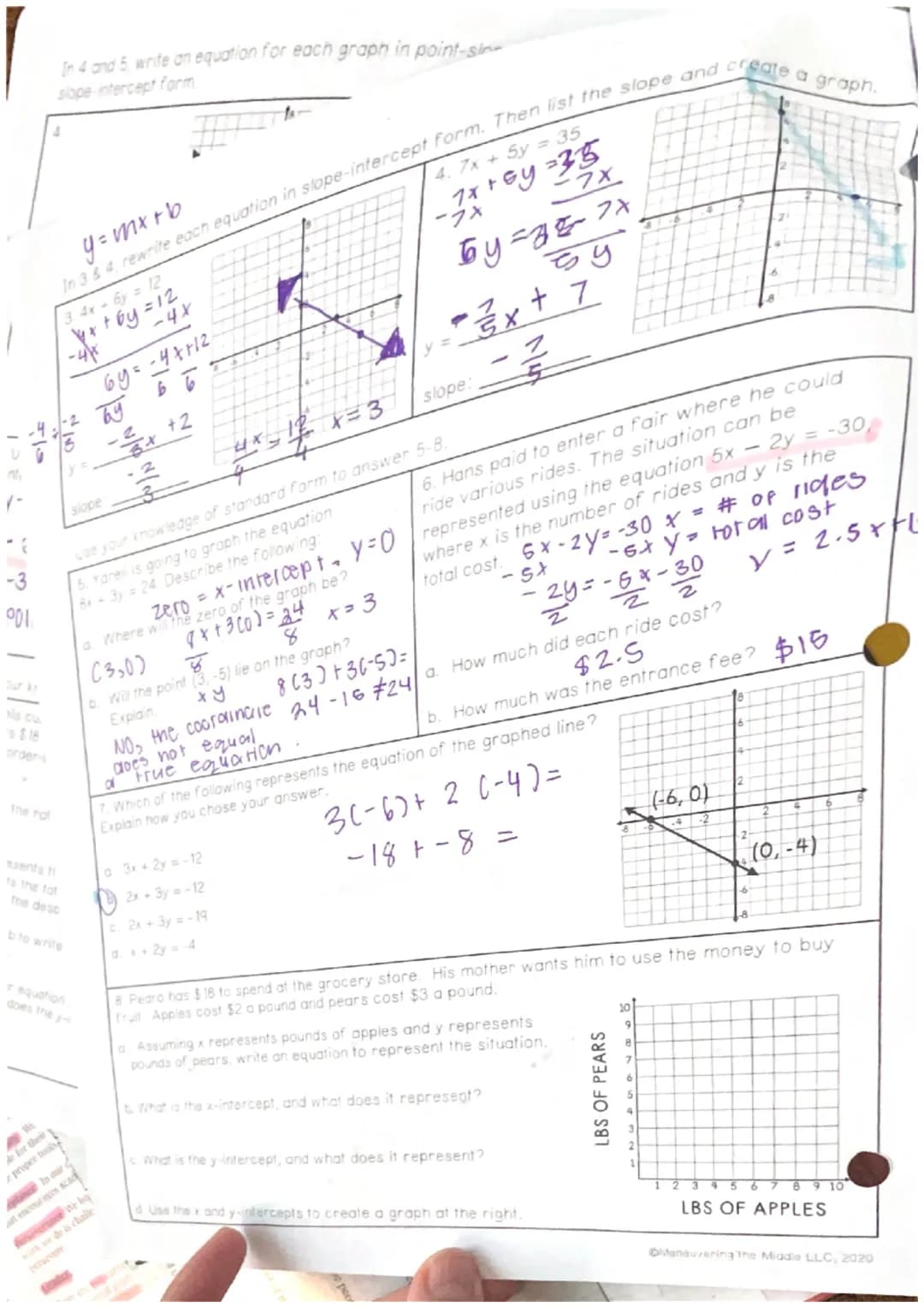 Unit: Linear Functions
Student Handout 1
C.
SLOPE
b. Compare the horizontal distance, or run, of each hill.
Which hill is steeper? Explain y