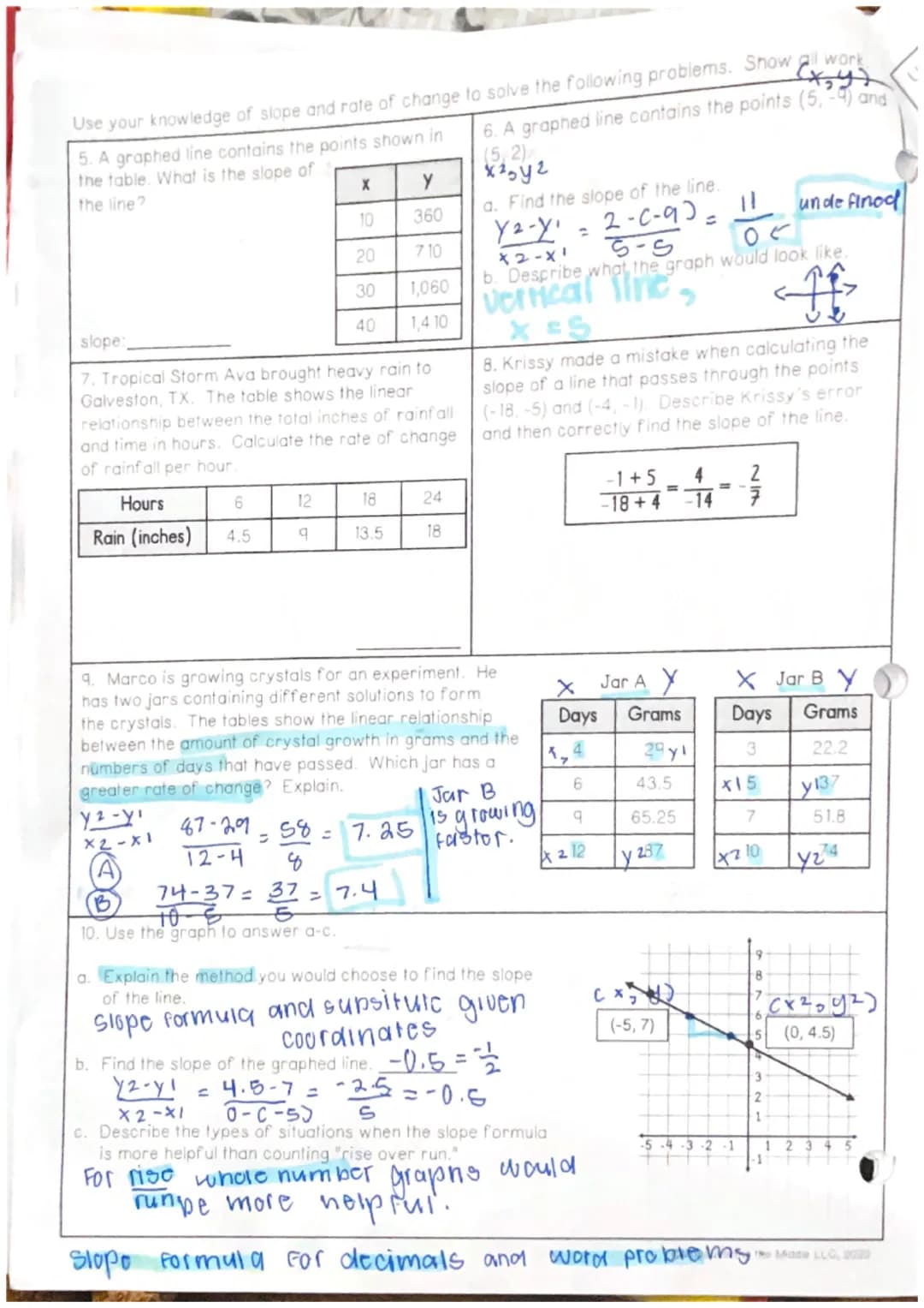 Unit: Linear Functions
Student Handout 1
C.
SLOPE
b. Compare the horizontal distance, or run, of each hill.
Which hill is steeper? Explain y