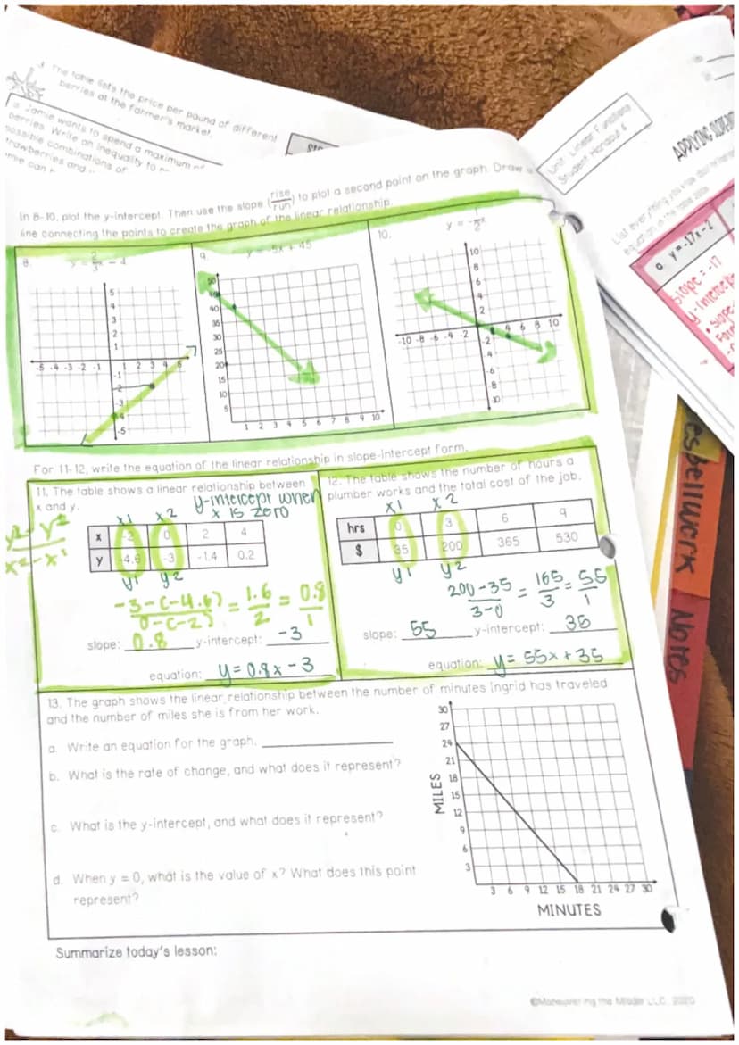 Unit: Linear Functions
Student Handout 1
C.
SLOPE
b. Compare the horizontal distance, or run, of each hill.
Which hill is steeper? Explain y