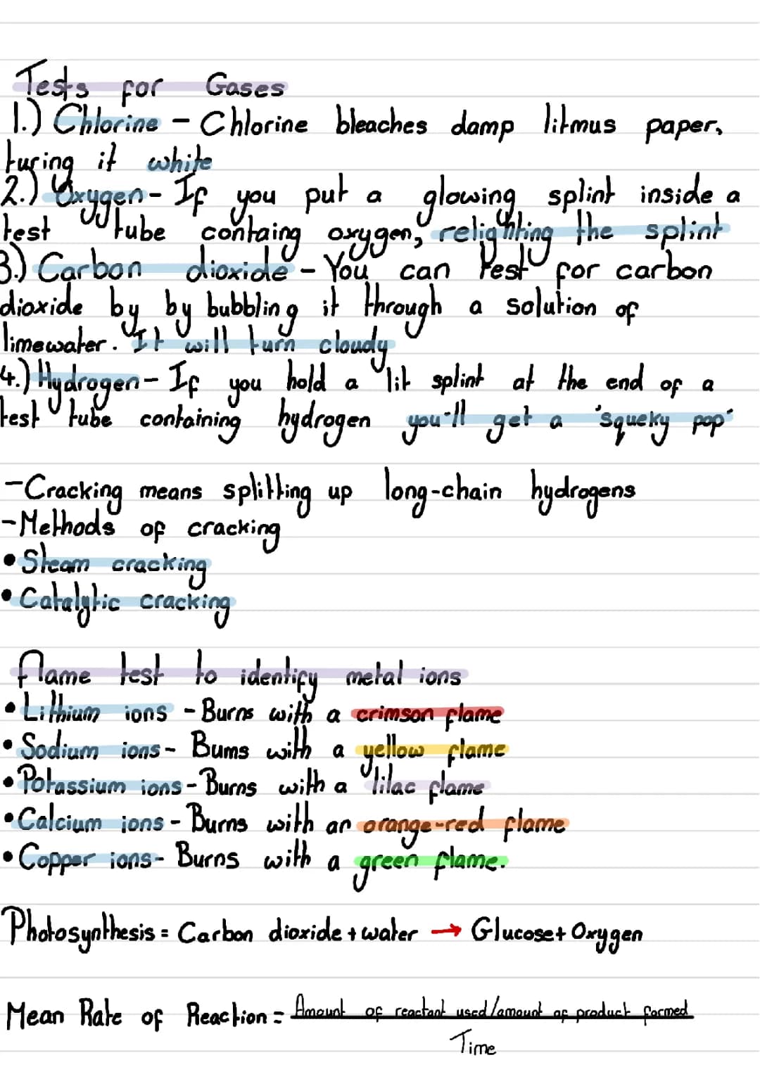 Fun Chemistry Notes: Test for Gases & Fractional Distillation