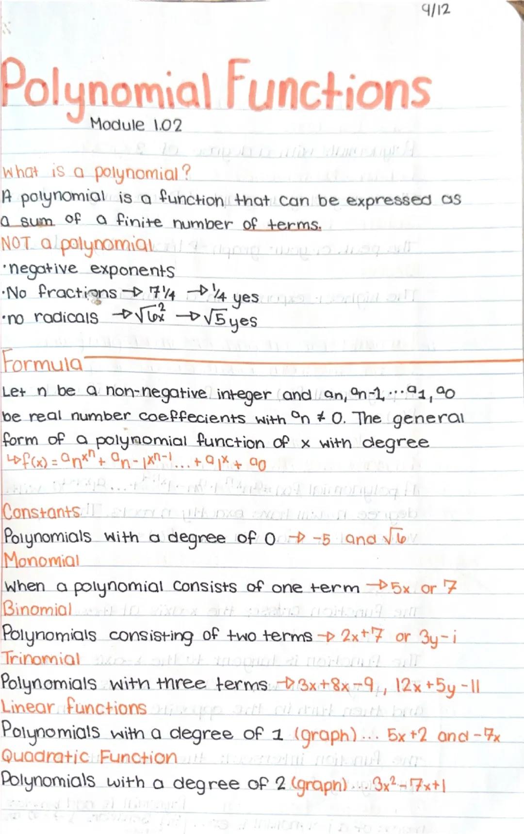 Module 1.02 Polynomial Functions