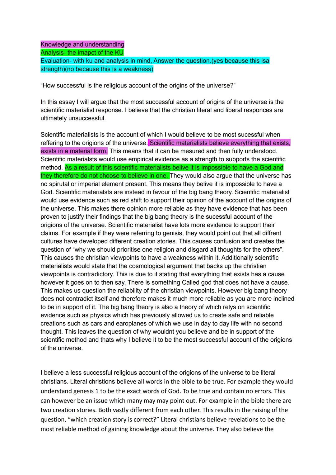 # Knowledge and understanding
Analysis- the imapct of the KU
Evaluation- with ku and analysis in mind, Answer the question. (yes because thi