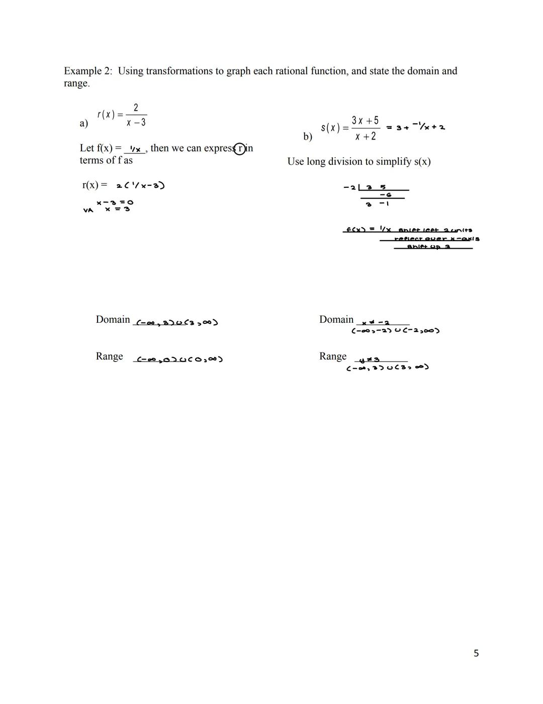 # 3.6 Rational Functions

I. Rational Functions and Asymptotes

A rational function is a function of the form $r(x) = \frac{P(x)}{Q(x)}$ whe
