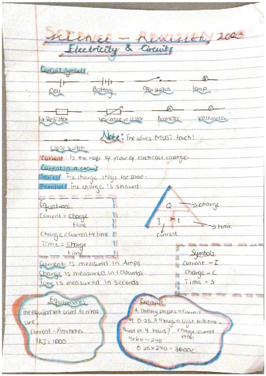 Super Easy Electric Circuit Revision Notes for Kids