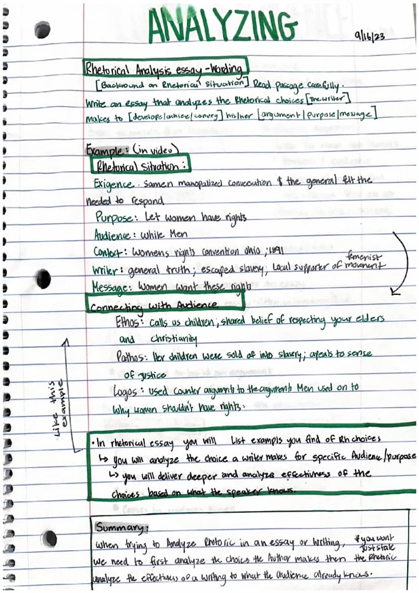 Rhetoric & Rhetorical Situation 91/15/23.
Rhetoric: Study of effective, persuassive Language.
How to Analyze Rhetoric:
- Exigence: specific 