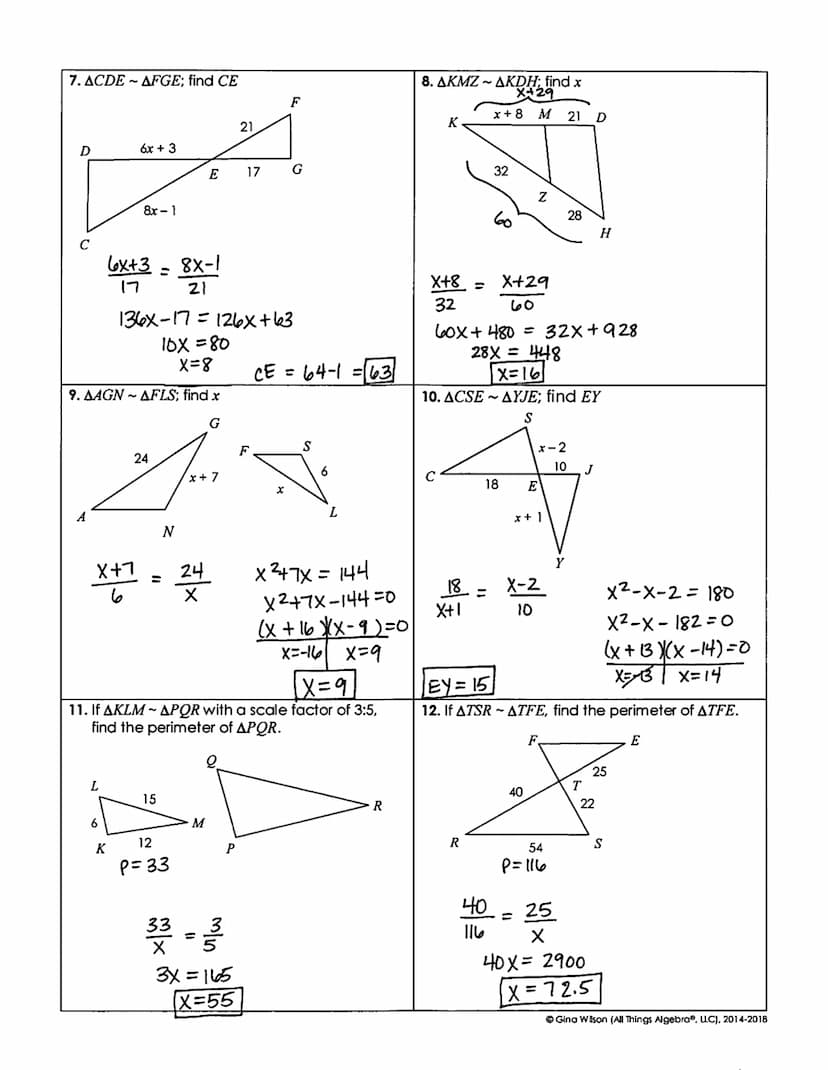more practice with
* SIMILAR FIGURES
USE THE SIMILARITY RELATIONSHIP TO FIND THE INDICATED VALUE.
1. AQRSATUV; find x
2. AABCAADE; find x
B
