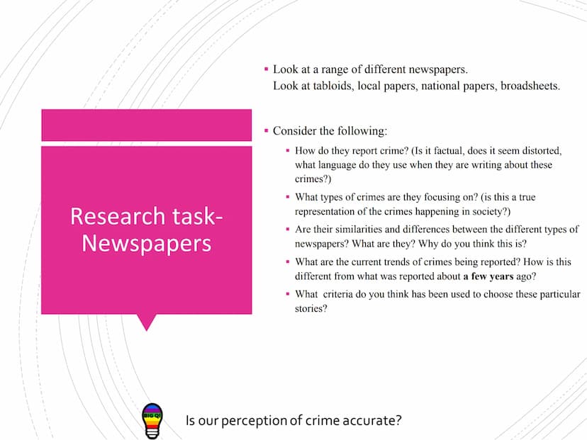 BIG QU
AC 1.4 Describe media
representation of crime (6
Is our perception of crime accurate?
ANNE EN TENE Success
Criteria. What
AC am I? Ho