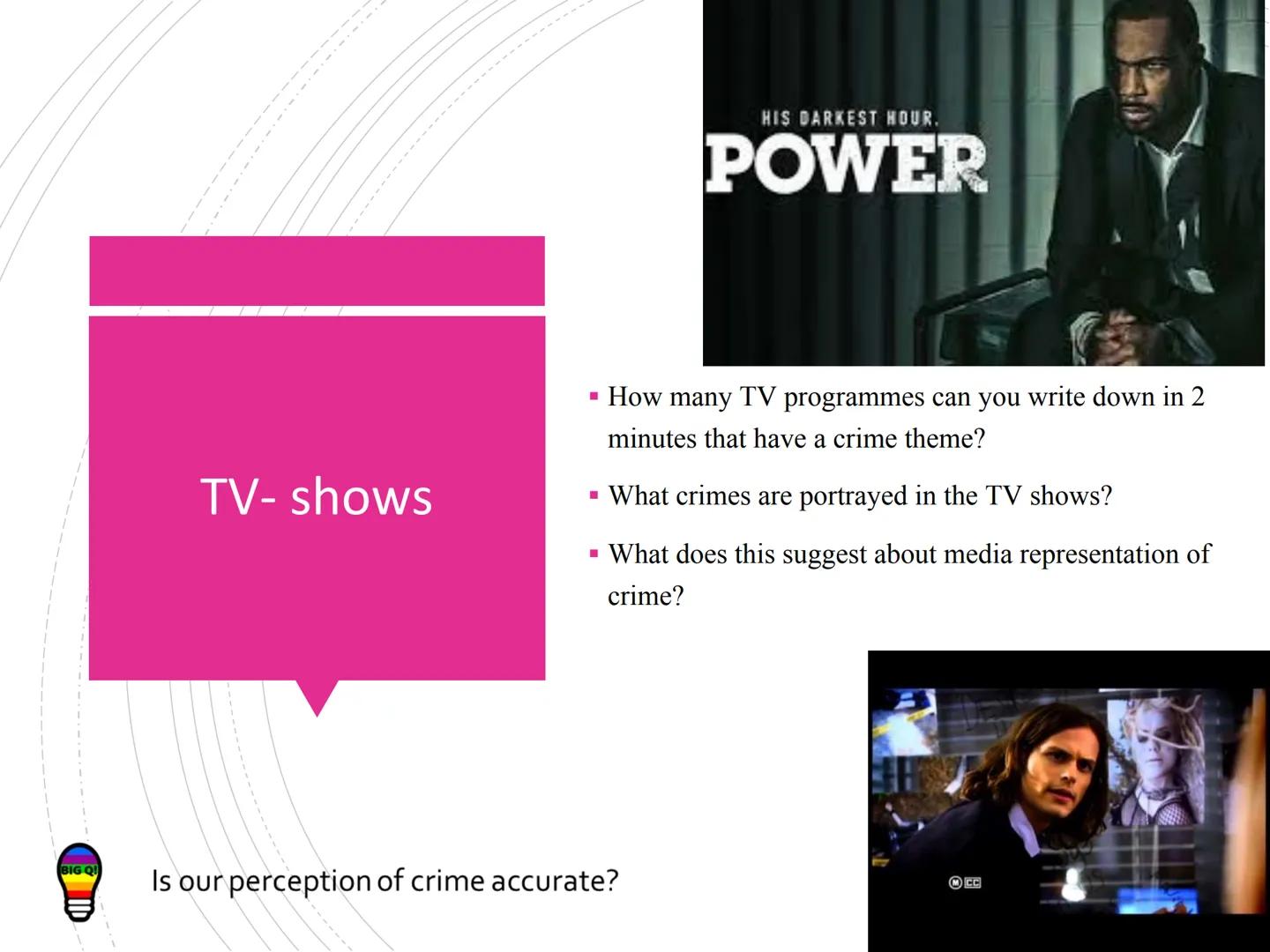 BIG QU
AC 1.4 Describe media
representation of crime (6
Is our perception of crime accurate?
ANNE EN TENE Success
Criteria. What
AC am I? Ho