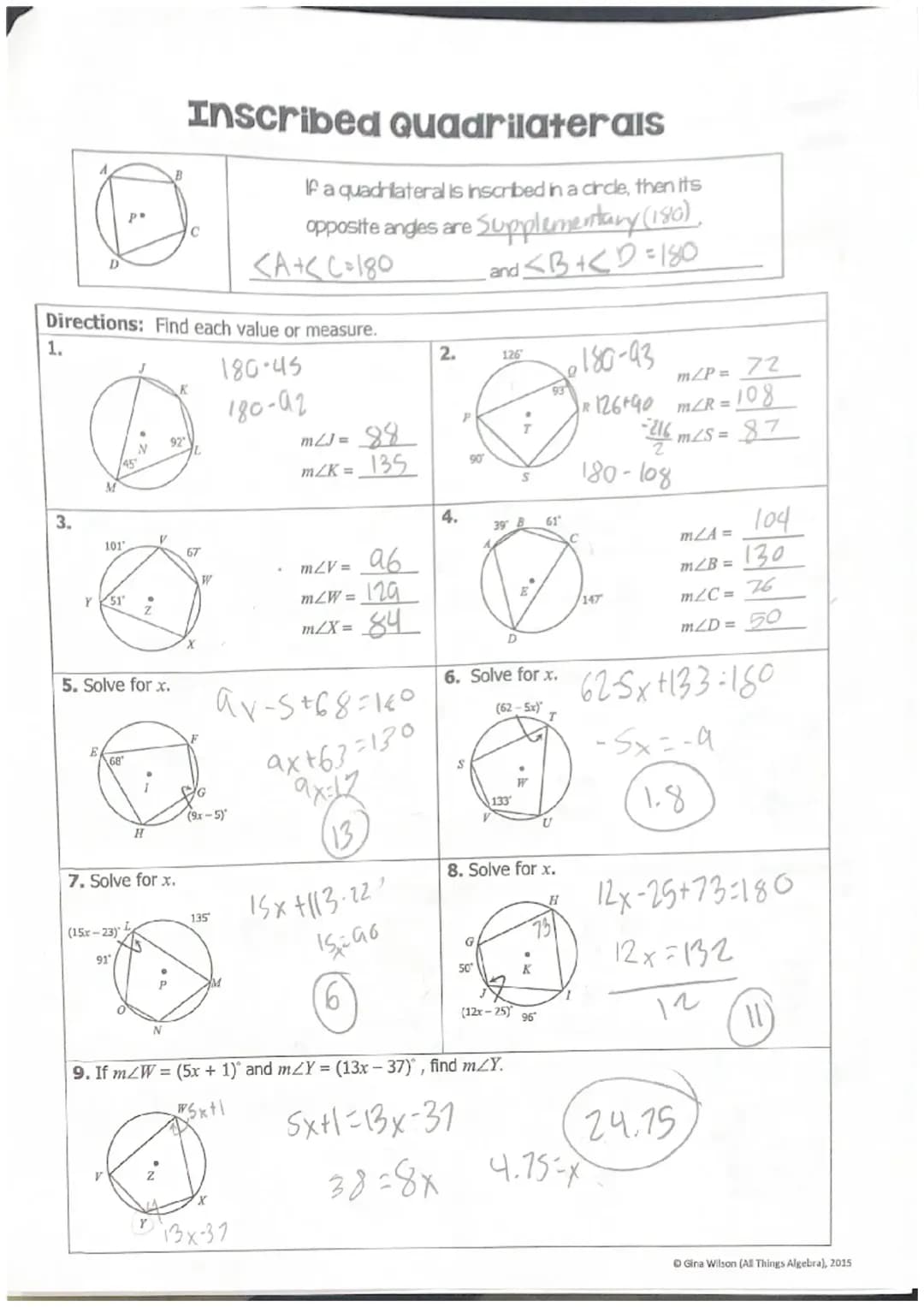 Inscribed Quadrulaterals