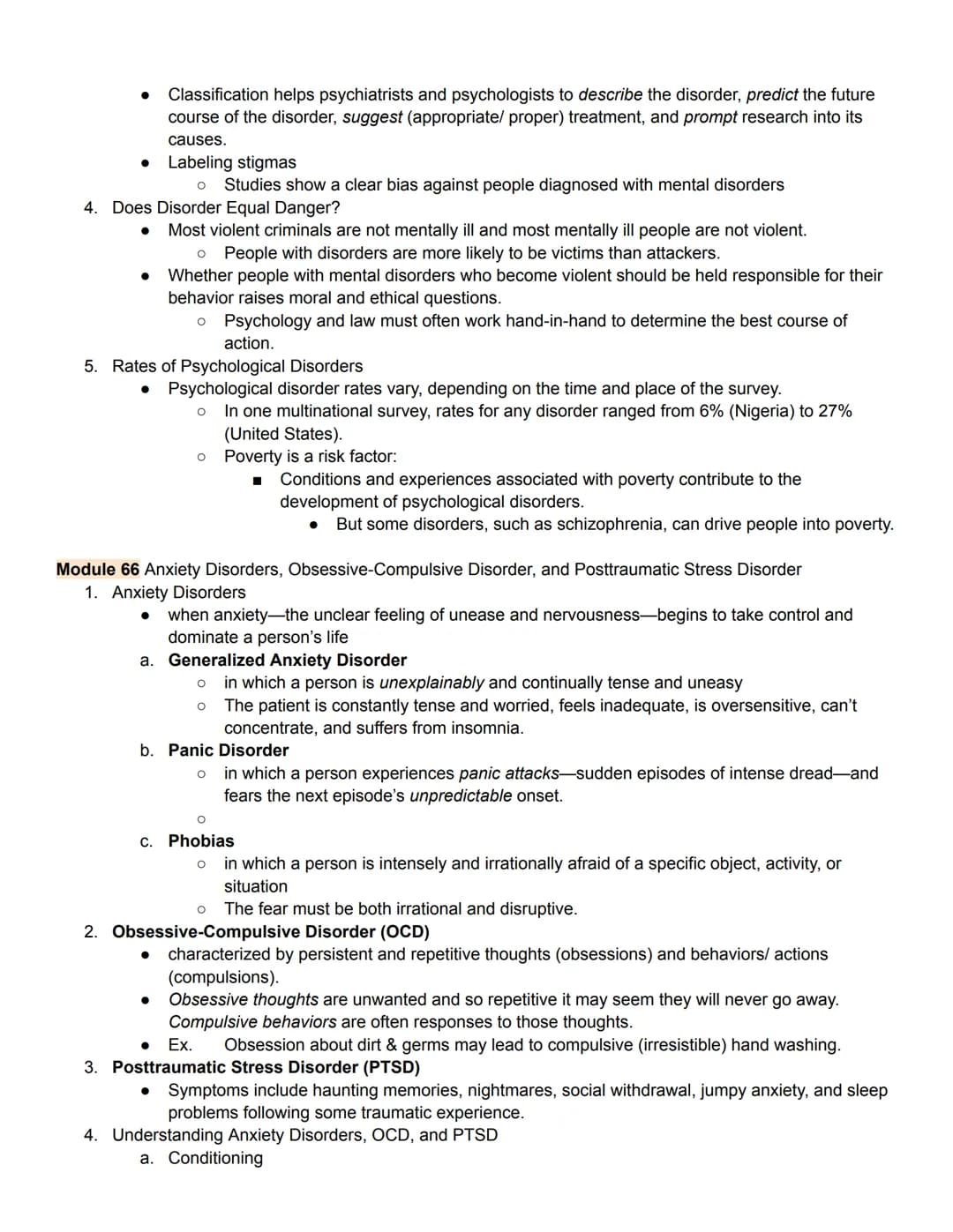 Unit 8 Part 1 Outline
Abnormal Psychology
Module 65 Introduction to Psychological Disorders
1. Defining Psychological Disorders
●
Psychologi