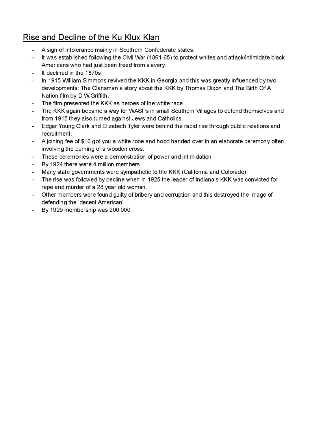 KKK summary