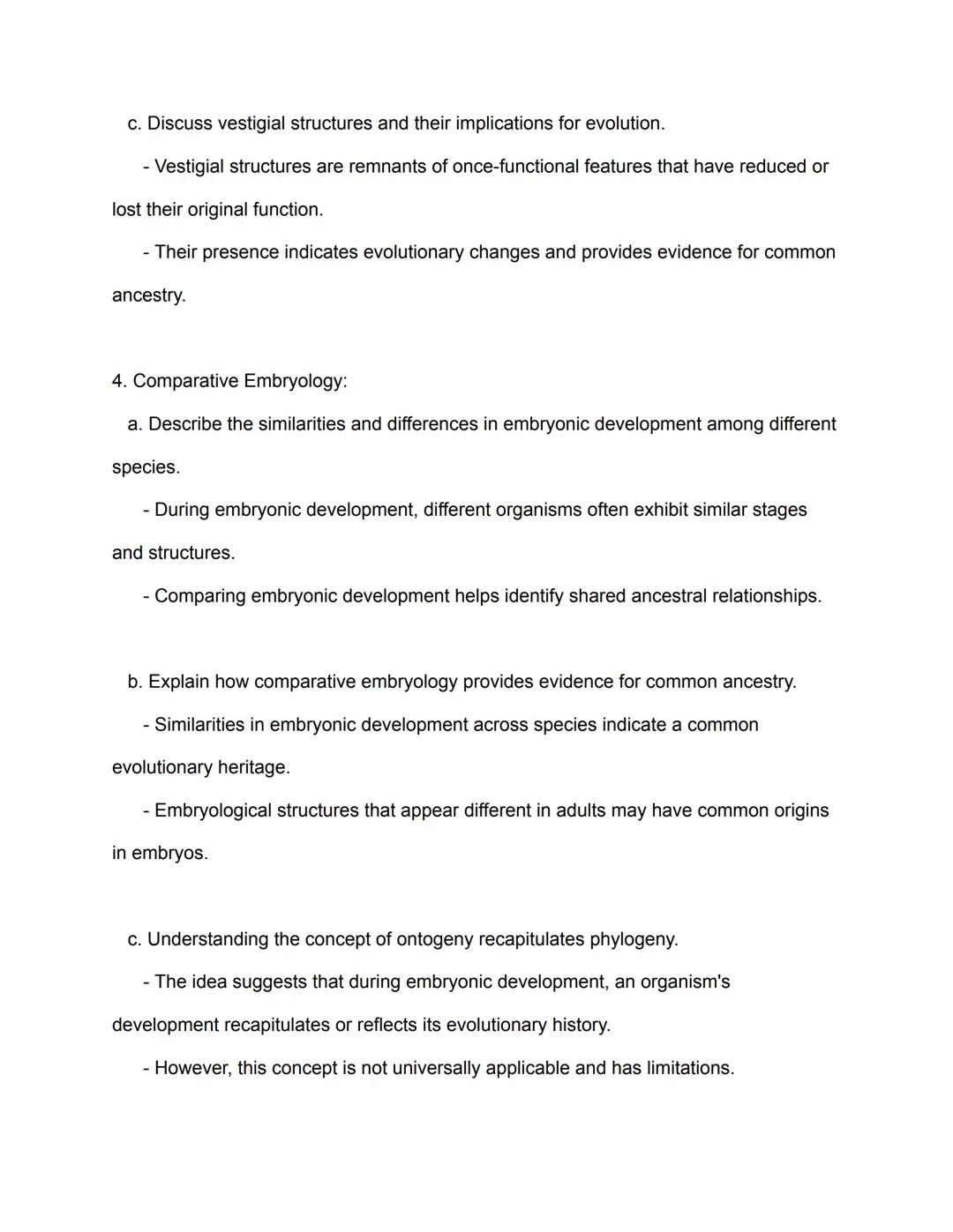 Study Guide: Evidence for Evolution (Biology 5.1)
1. Introduction to Evolution:
a. Define evolution and its importance in biology.
- Evoluti