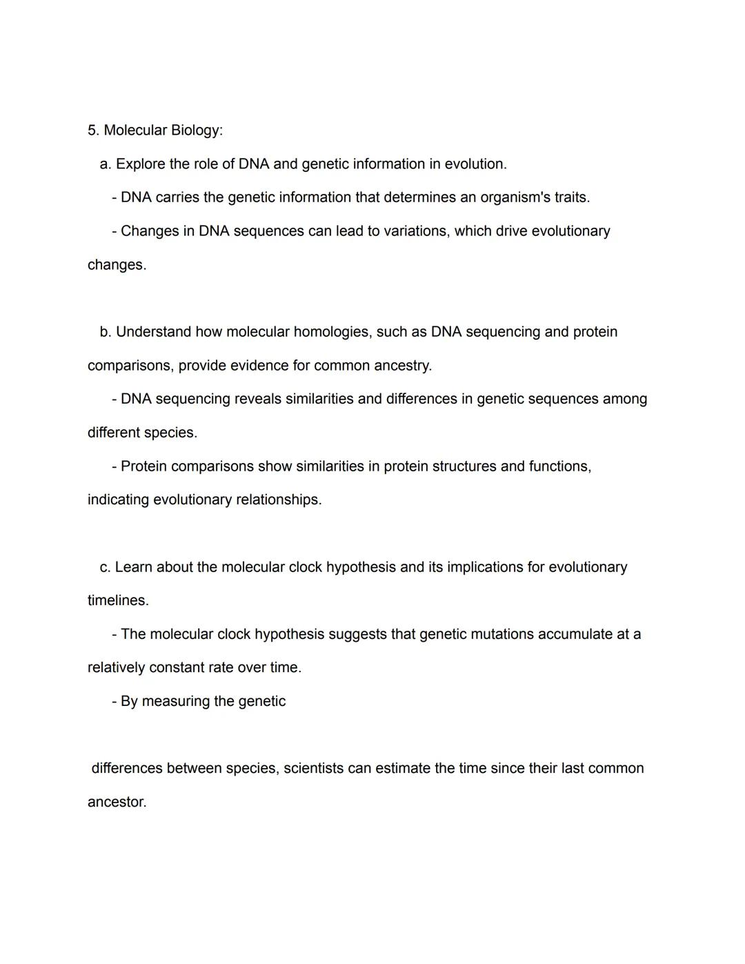 Study Guide: Evidence for Evolution (Biology 5.1)
1. Introduction to Evolution:
a. Define evolution and its importance in biology.
- Evoluti