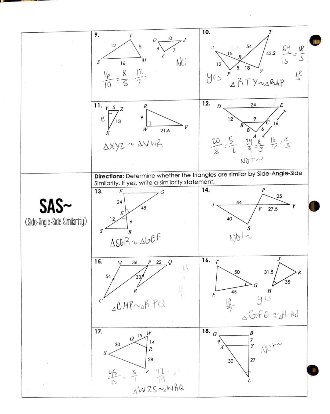 Name:
Topic:
Main Ideas/Questions
AA~
(Angle-Angle Similarity)
SSS~
(Side-Side-Side Similarity)
3.
Notes/Examples
Directions: Determine whet