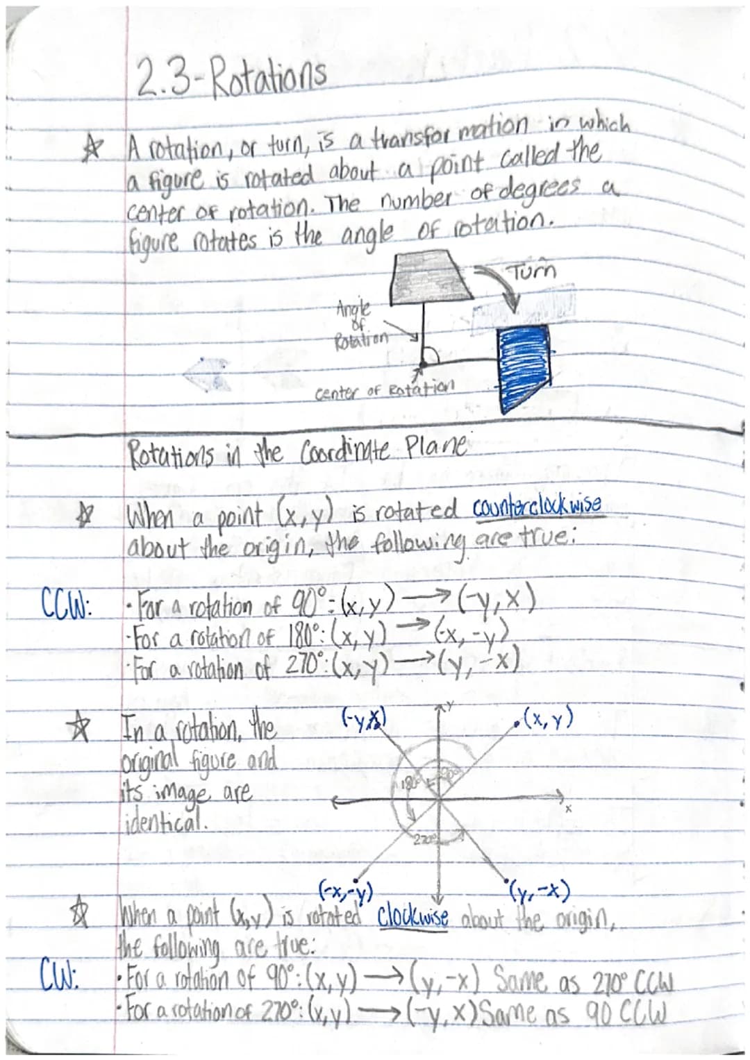 k
2.1- Translations
A transformation changes a figure into another
figure. The new figure is called the image.
A translation is a transforma