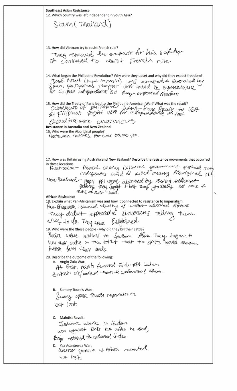 APWH | Unit 6: Consequences of Industrialization from c.1750 - c.1900
Name:
6.3 "Indigenous Responses to State Expansion"
Objective
Key Deve