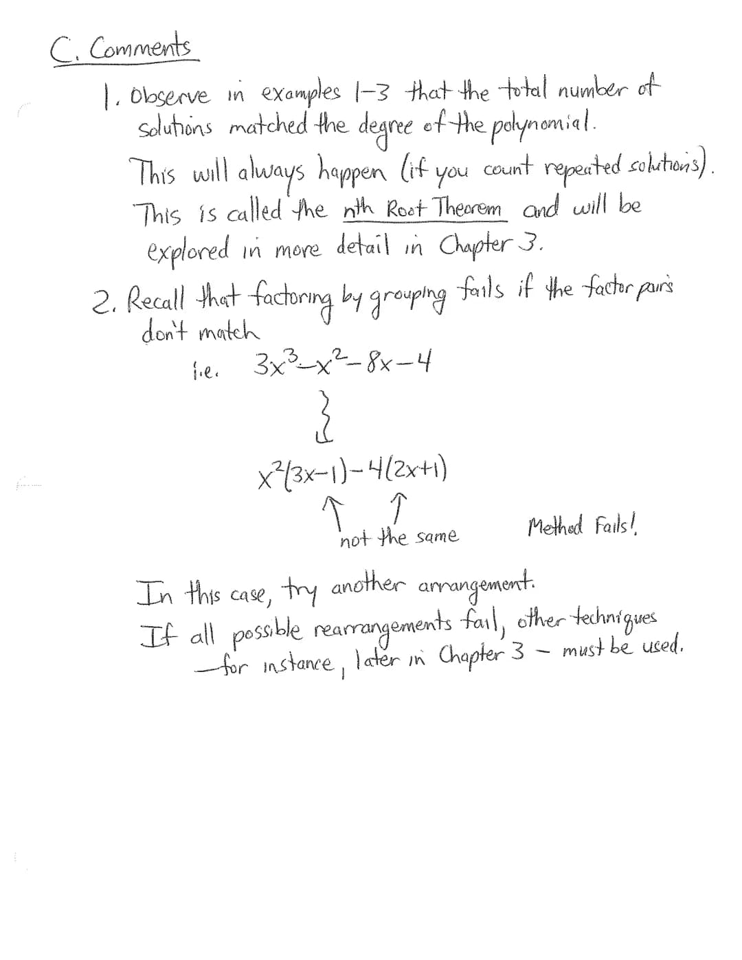 1.6 A Introduction to Polynomial Equations
A. Introduction
Some (but not all) polynomial equations of degree higher than 2
can be solved by 