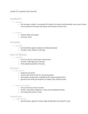 Know anatomy (BSCI 21020) lymphatics + immunity notes thumbnail