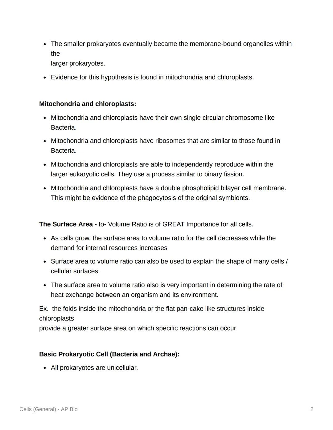 Cells (General) - AP Bio
Cells:
• Cells are considered to be the basic units of life.
• An example of Emergent Properties - The organelles c