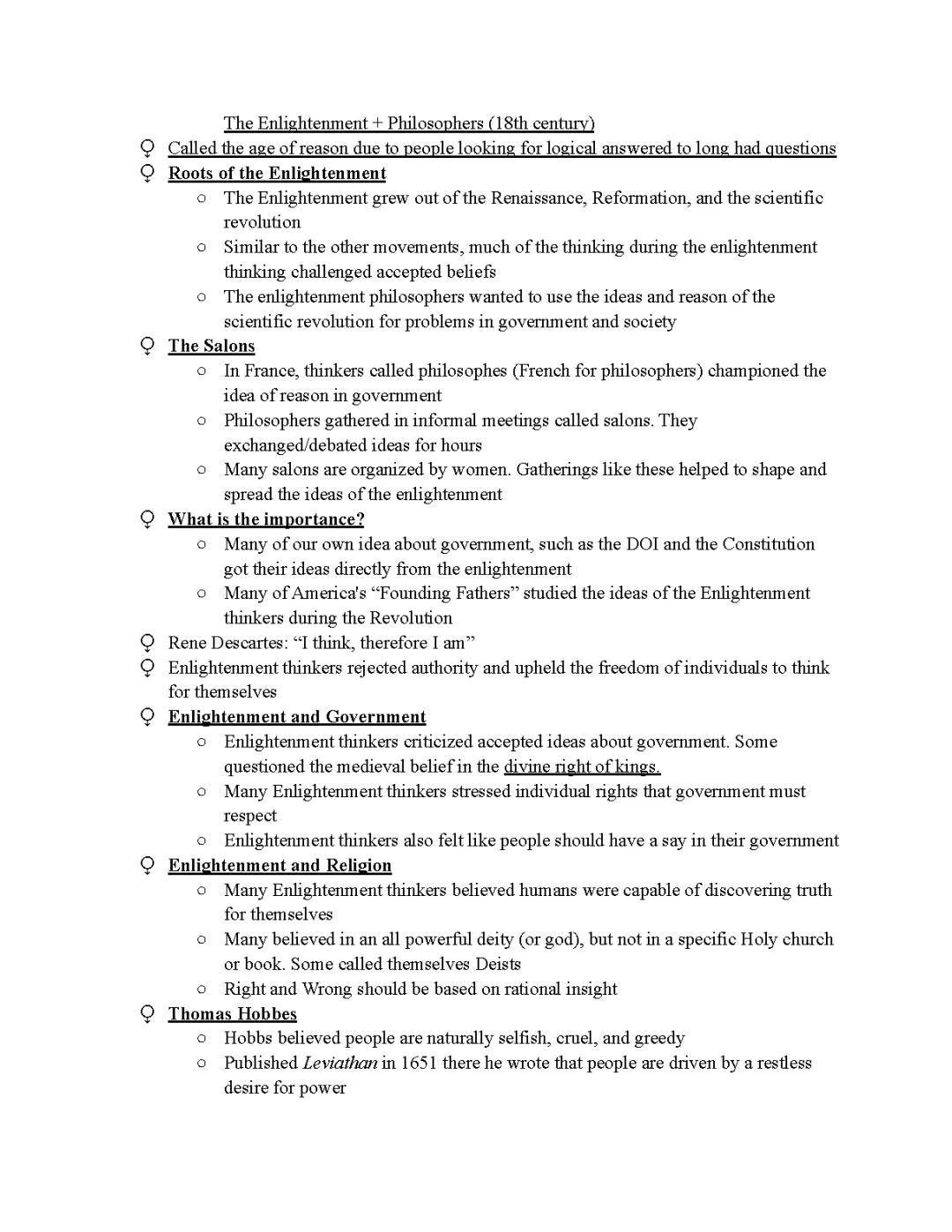 The Enlightenment + Thinkers 