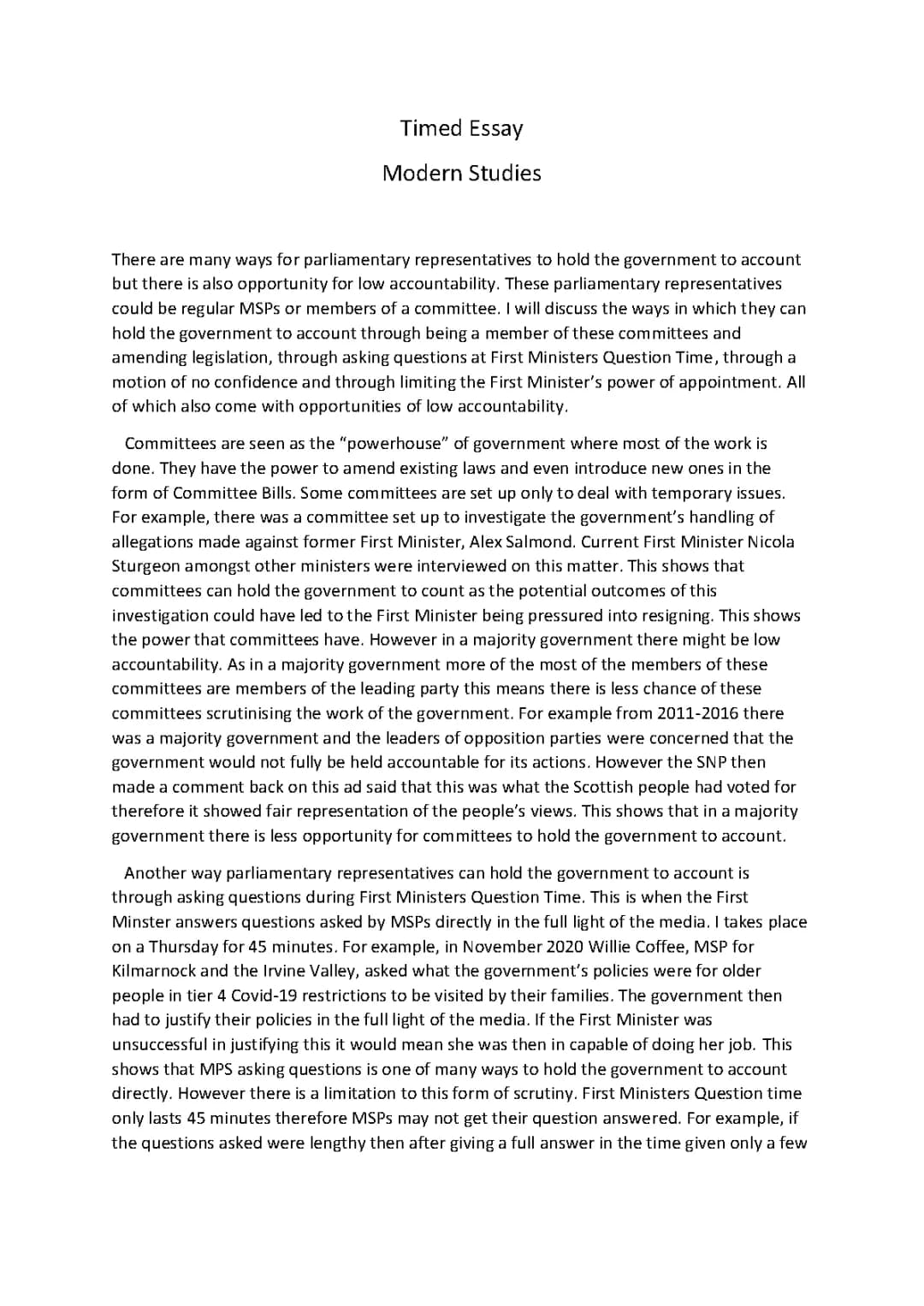 Timed Essay Example Accountability PDF for Students: What Does It Mean to Be Accountable