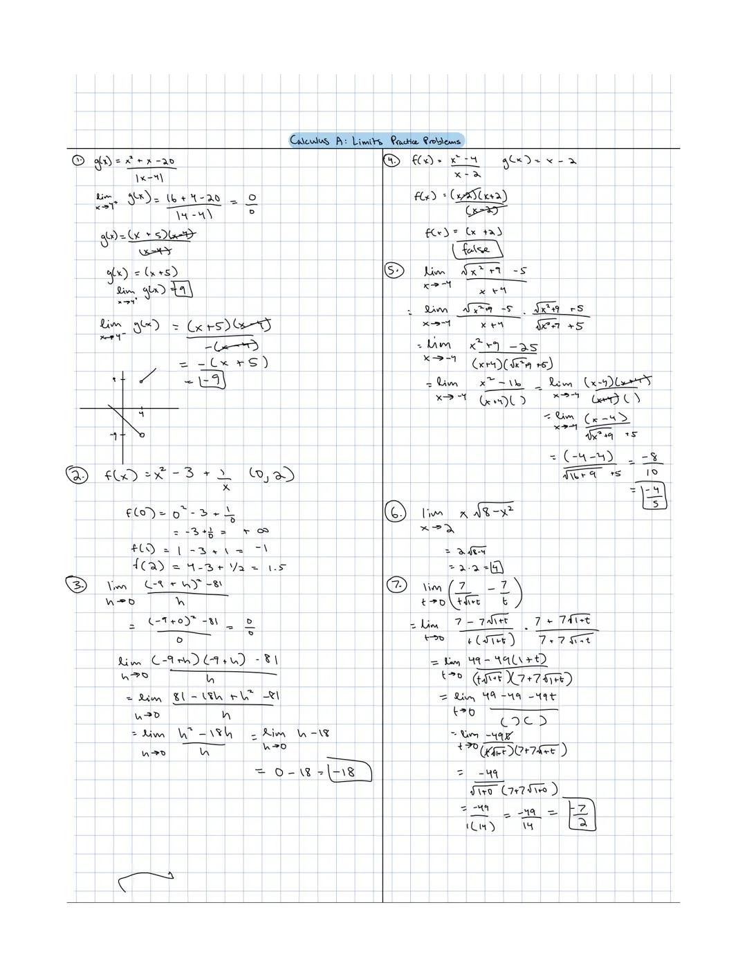 12.
() = x² + x -20
|x-1|
g(x)
x-7*
lim g(x) = 16+ 4-20
14-4)
g(x) = (x + 5)(x-7)
(+47
g(x) = (x+5)
lim gex] [9]
X-4'
lim y(x) = (x+5) (x)
X