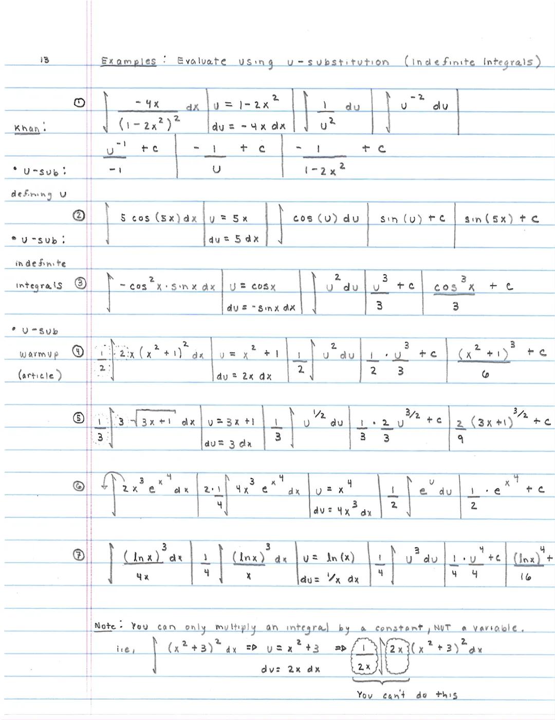 12
Section 4.8: Integration by substitution (u-substitution)
Example Find
$
\int (x^2 + 1)^2 (2x) dx
$
Method I
$
\int (x^2+1)^2 (2x)dx
$
$
