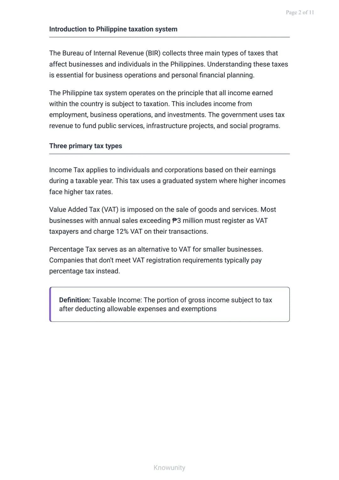 Taxation in the Philippines: Income, VAT, and Percentage Tax
Understanding the three main types of taxes in Philippine
business
What you'll 