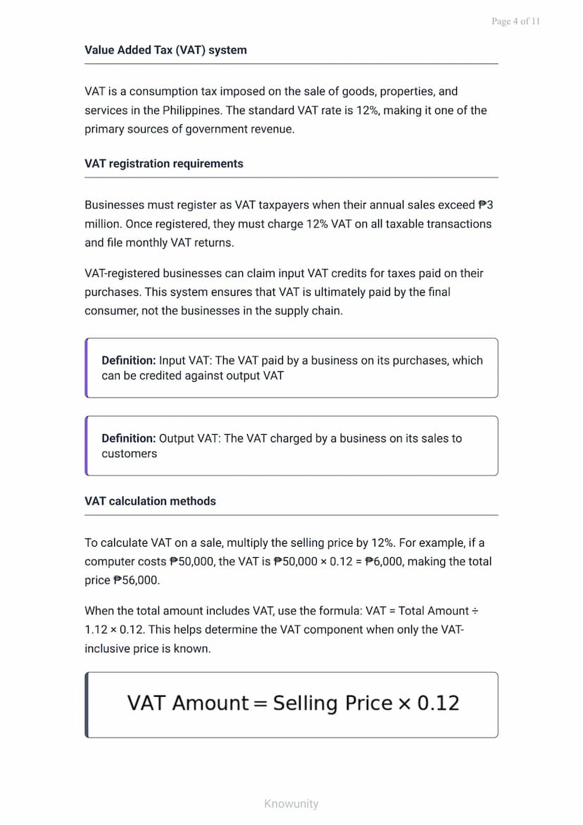 Taxation in the Philippines: Income, VAT, and Percentage Tax
Understanding the three main types of taxes in Philippine
business
What you'll 