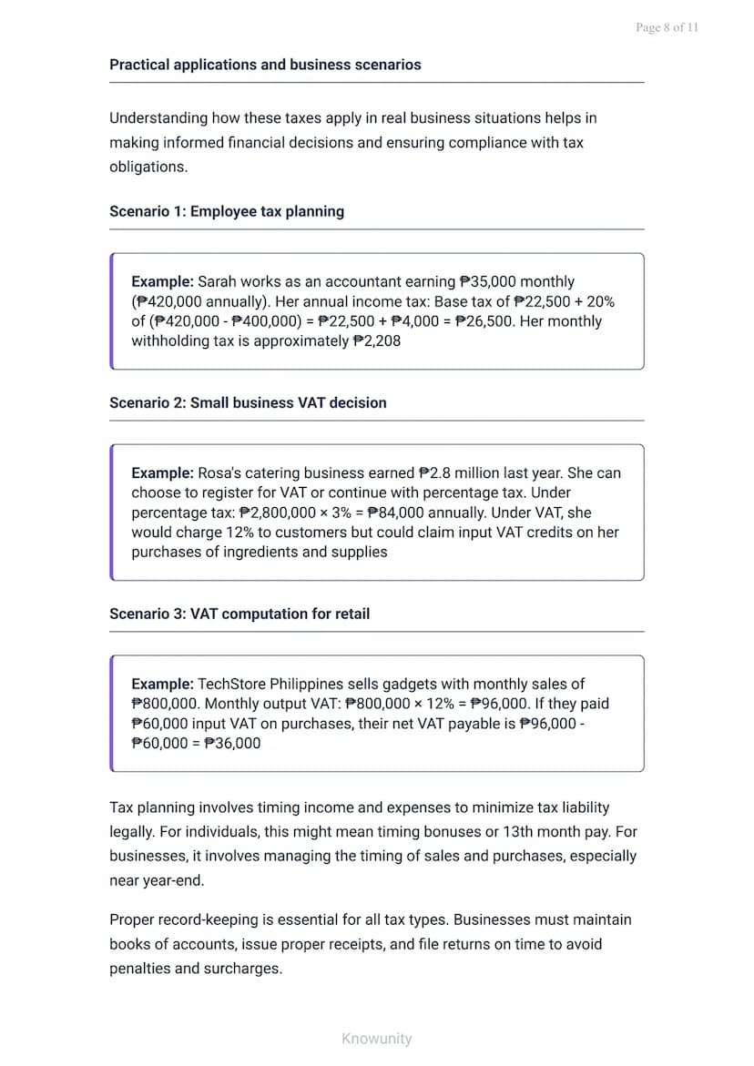 Taxation in the Philippines: Income, VAT, and Percentage Tax
Understanding the three main types of taxes in Philippine
business
What you'll 