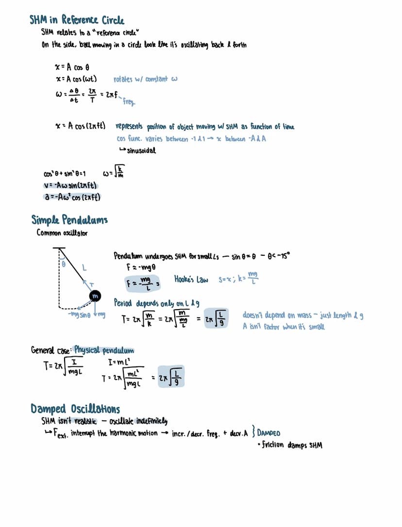 Simple Harmonic Motion: simplest version of periodic motion - repetitive motion back and forth through an equilibrium
if mass pulled beyond 