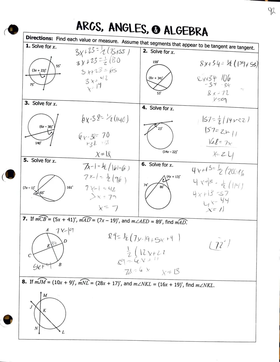 Algebraic arcs and angles