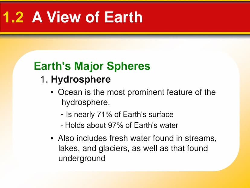EARTH SCIENCE Chapter Introduction to
Earth Science
1 1.1 What Is Earth Science?
Overview of Earth Science
Encompasses all sciences that see