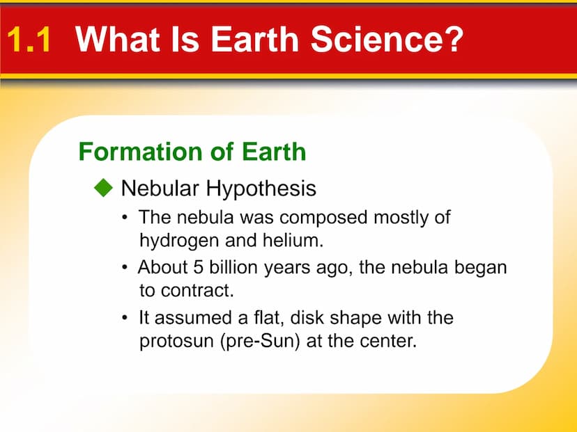 EARTH SCIENCE Chapter Introduction to
Earth Science
1 1.1 What Is Earth Science?
Overview of Earth Science
Encompasses all sciences that see