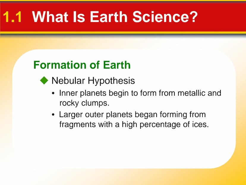 EARTH SCIENCE Chapter Introduction to
Earth Science
1 1.1 What Is Earth Science?
Overview of Earth Science
Encompasses all sciences that see