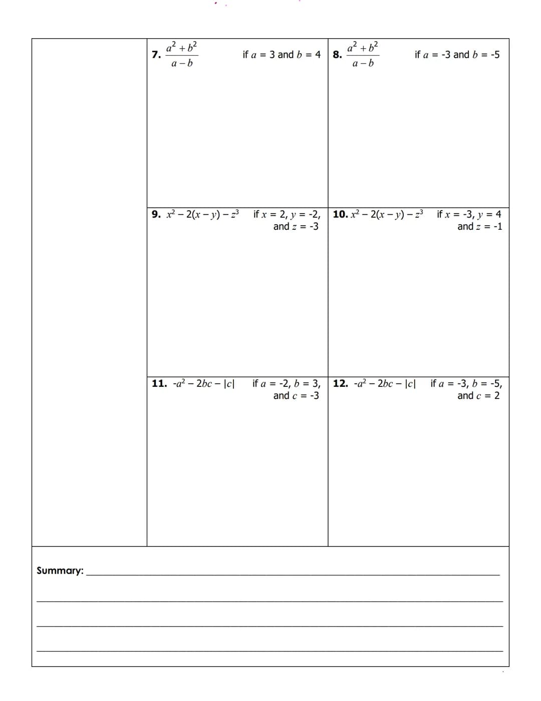 Name:
Topic:
Main Ideas/Questions
ALGEBRAIC
EXPRESSION
SUBSTITUTION
Property
EVALUATING
Expressions
идозмо
EXAMPLES
YOU TRY!
exp.
Notes/Exam