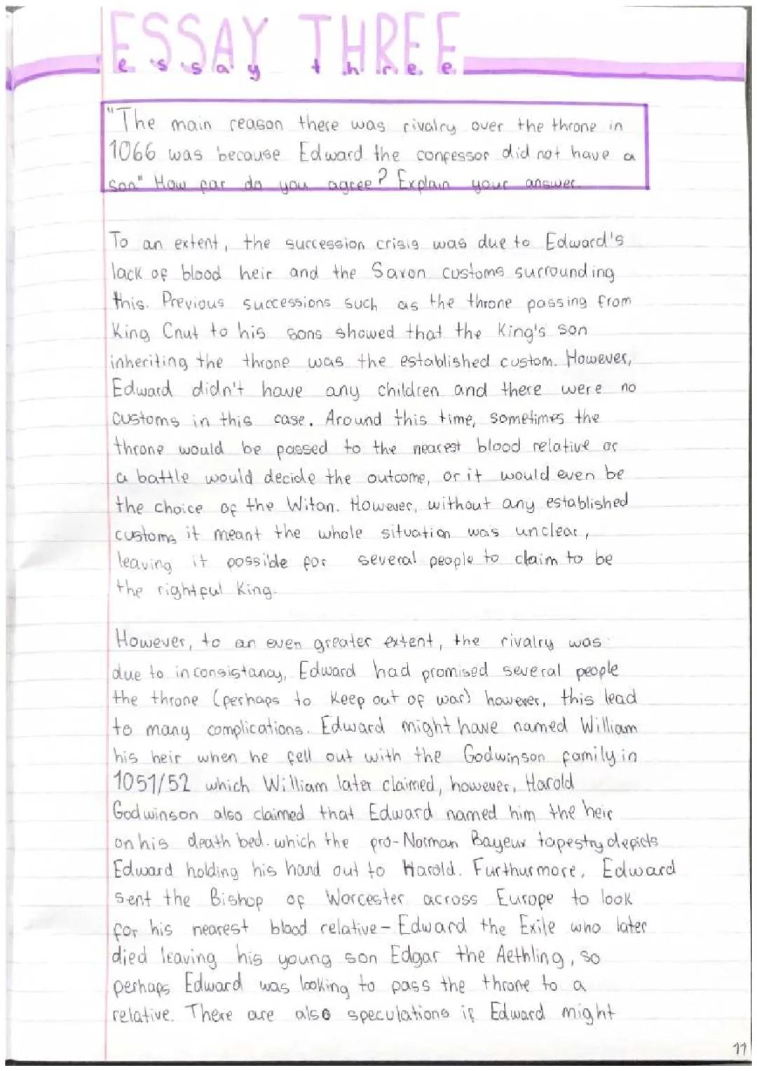 Grade 8 Essay on The Succession Crisis