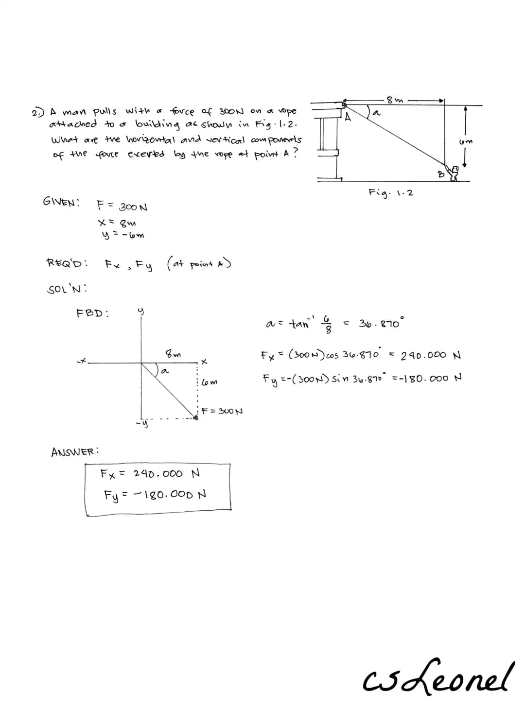 ENGINEERING MECHANICS:
STATICS OF RIGID BODIES
PROBLEMS WITH COMPLETE SOLUTION
1. Determine the components
of each force along the x and
y a